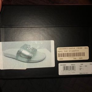 Women white Versace slides